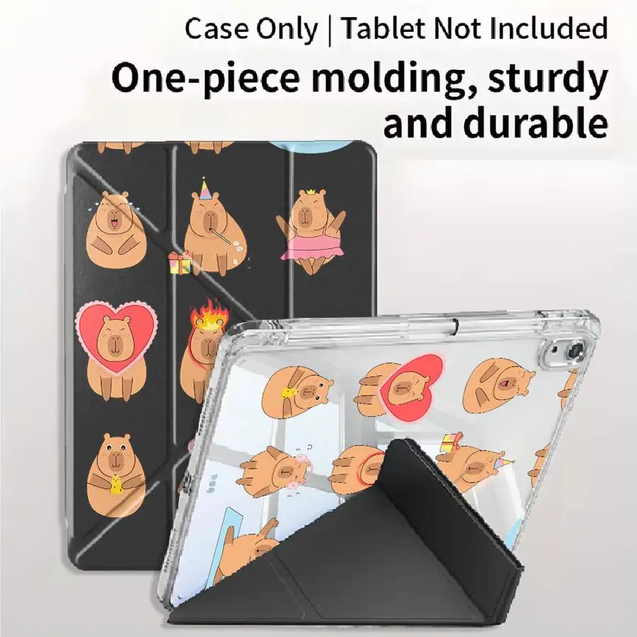 Full Screen Capybara Design Holder Cover Tablet Case For iPad Pro 2025 Pro 11th 10th 9th 8th 7th 12.9inch Mini 6 7 Air 4 5 M3 M2