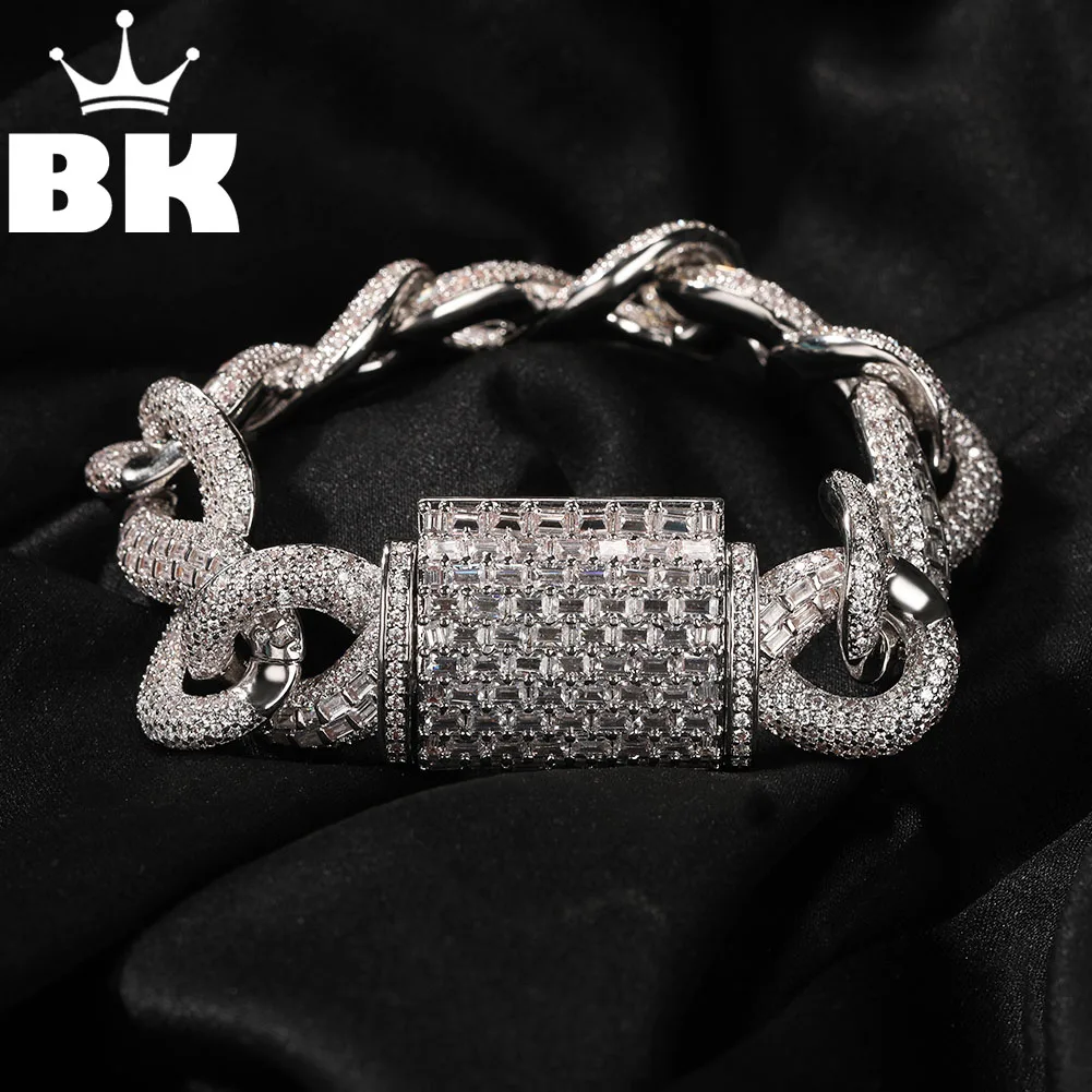 

Браслет-цепочка BLING KING мужской, Ювелирное Украшение в стиле хип-хоп из кубинской цепи с микрозакрепкой и круглым кубическим цирконием, 16 мм