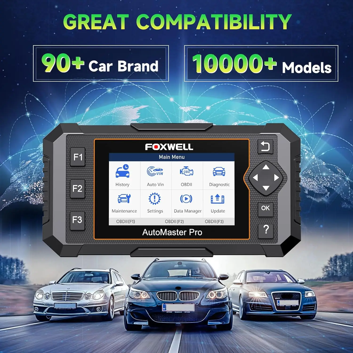 FOXWELL NT614 Elite OBD2 Scanner ABS SRS Transmission Engine Code Reader SAS EPB Oil Light 5 Reset OBD2 Car Diagnostic Scan Tool