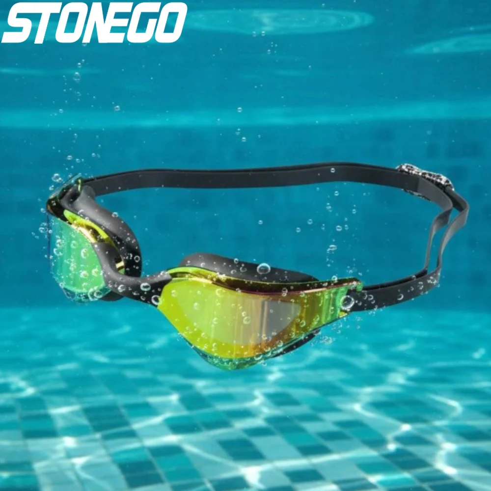 HD Anti-Beschlag-Schwimmbrille mit Weitwinkelglas, bequemer Passform, verstellbarem Nasensteg und stilvollem Design für Schwimmsportarten
