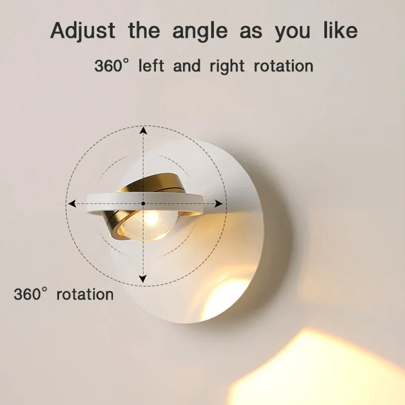 LED Wall Lamp Modern Bedroom Bedside 360° Rotatable Wall Light for Living Room Indoor Wall Sconces Home Decor Lighting Fixture