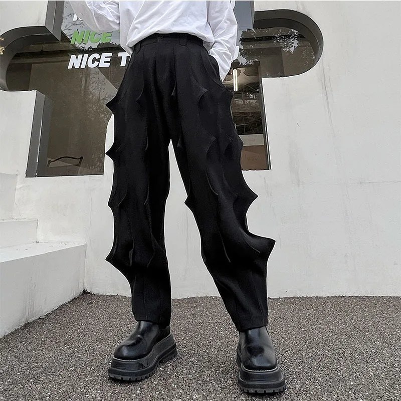 IEFB Pleated Male Niche Desgin Harem Pants Men\'s Soild Color Casual Chic Trousers Korean Fashion 2023 Spring Stylish New 9A7863