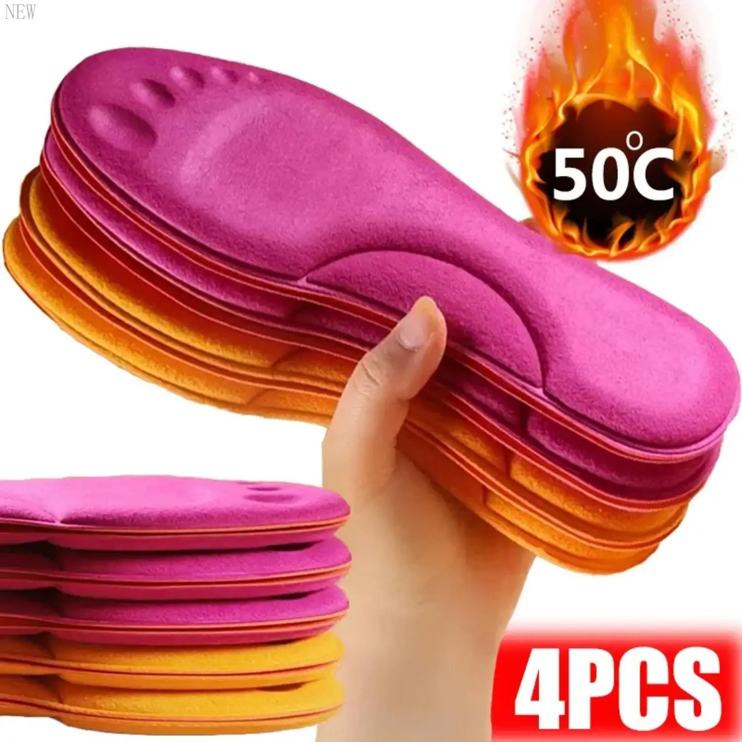 New 2Pairs Self Heating Insoles Thermostatic Thermal Insole Massage Memory Foam Arch Support Shoe Pad Heated Pads Winter Men Wom