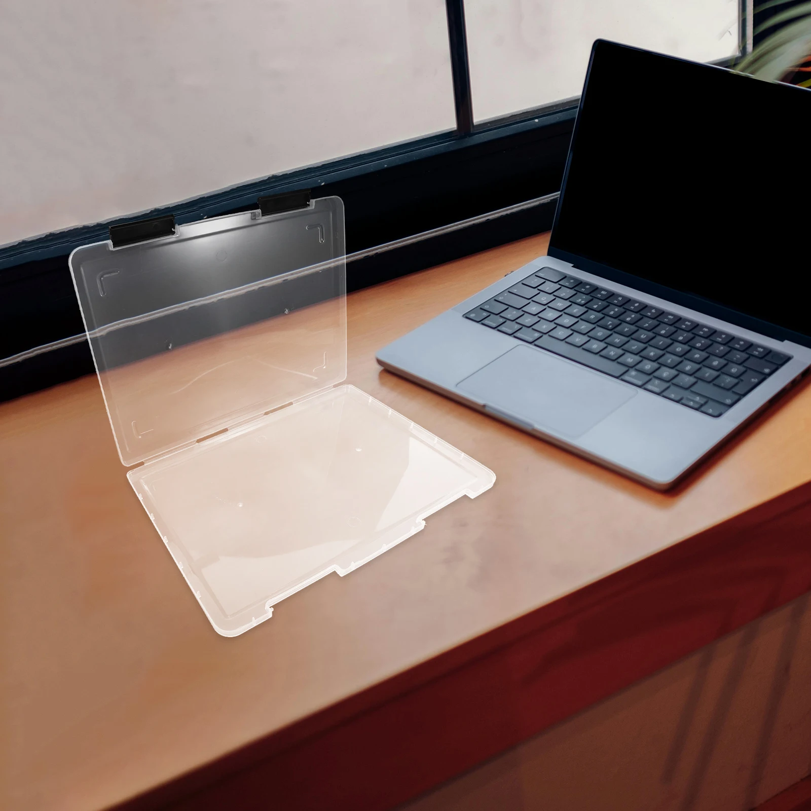 

2pcs Transparent File Folder Plastic Document Organizer Storage Box Portable Paper Holder Clear File Box For Office