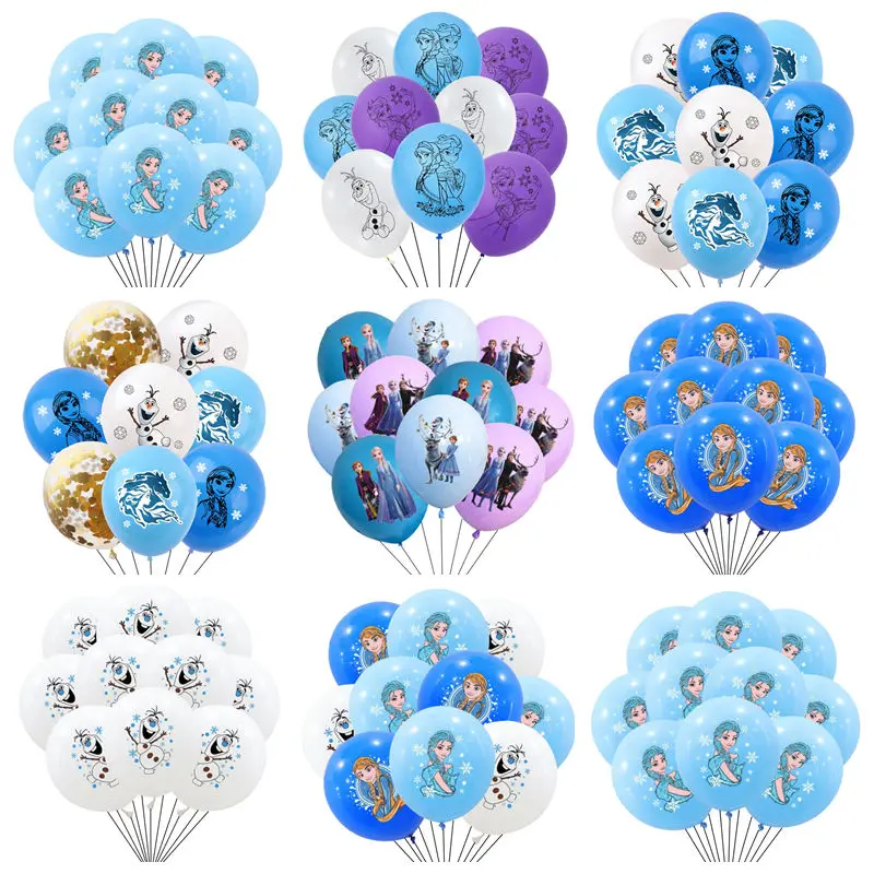 10/30 قطعة الكرتون المجمدة موضوع آنا إلسا الأميرة 12 بوصة اللاتكس بالون الفتيات عيد ميلاد سعيد بالونة ديكور الاطفال اللعب الهدايا #1