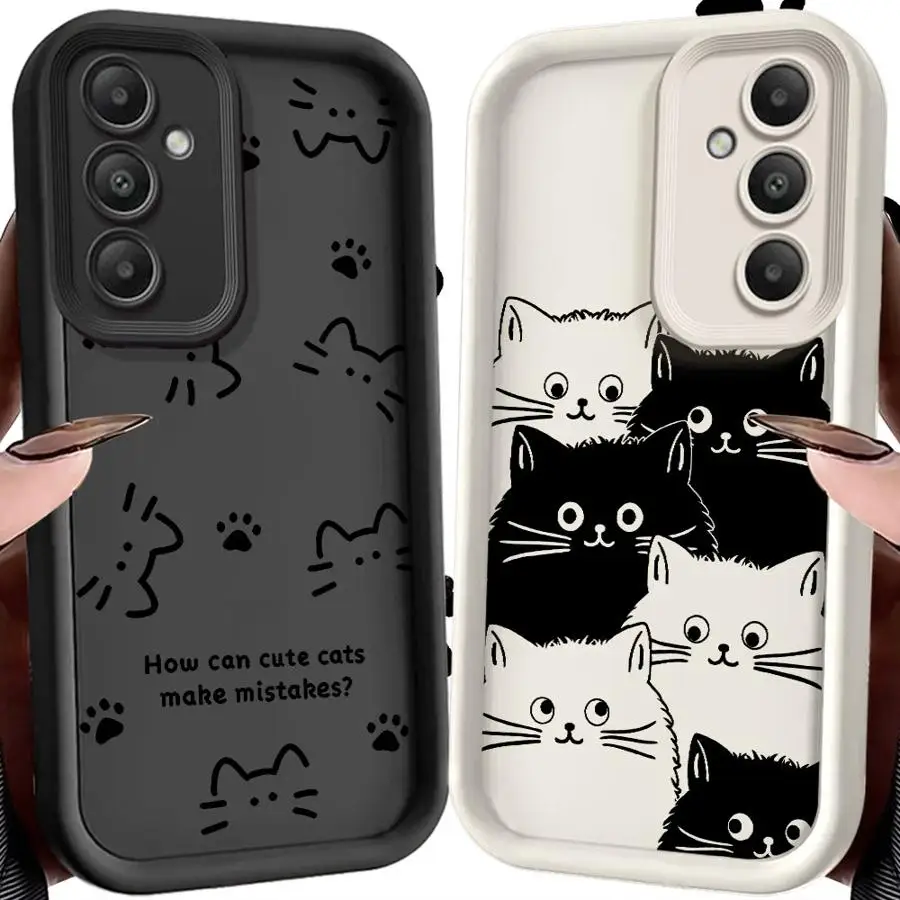 Case for Samsung Galaxy S24Ultra S22 S21 S25 Edge S23 FE S24 Plus S20FE S25 Ultra Phone Cover Cartoon Animal Cute Cat