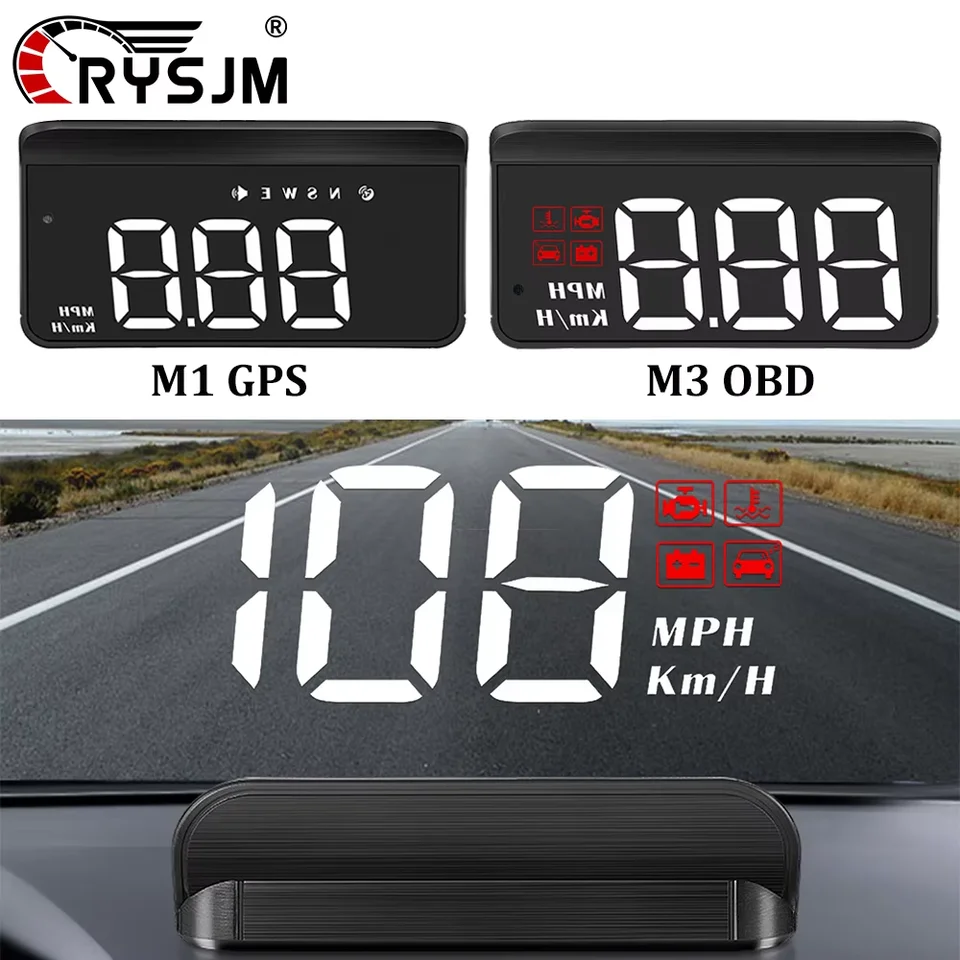 M3 OBD2 HUD/M1 GPS 머리 위 전시 자동 투영 GPS 속도계는 디지털 방식으로 차 부속품 유리 투영기 전시 HUD 경보를 사용합니다