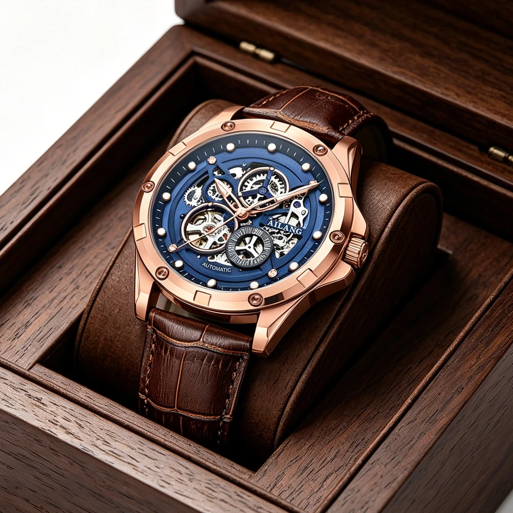 

AILANG Men Watches Top Brand Luxury Leather Sport Mechanical Watch For Men Fashion Waterproof Tourbillon Clock Mens Reloj Hombre