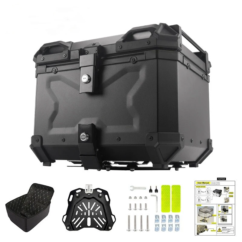 

Universal 45-65L Motorcycle Top Case Storage Box Aluminum Tail Box Trunk Luggage Helmet Carrier Waterproof with Large Capacity