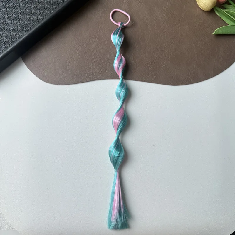 2026 Neue Kinder Spiral-Twist-Perücke Haarband mit langem Quastenschwanz Elastisches Haarband Mädchen Hip-Hop Party Halloween Haaraccessoires – Detail 18