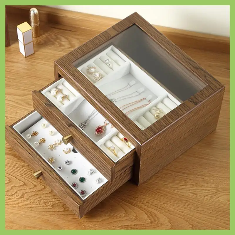 

1 Piece Storage Box Multilayer Drawer Bedroom Desktop Cosmetic Container Home Walnut Color