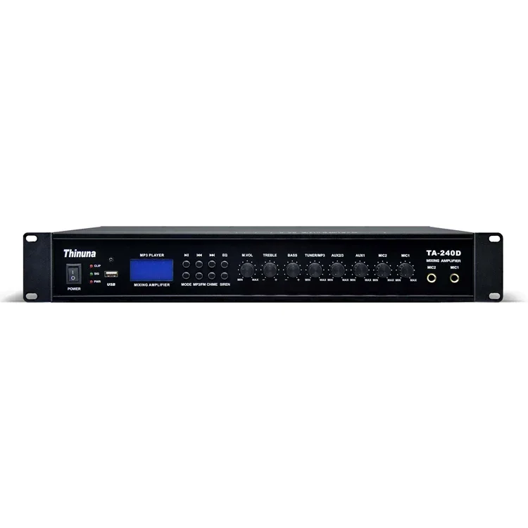 Thinuna TA Series PA System Mixer Power Amplifier Microphone Input Mixing Amplifier With BT/USB/FM/LCD Display/5 EQ Sound Effect