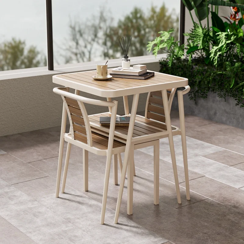 V*-Traditional Design Carbon Steel Outdoor Tea Table Chair Set  Cushion Durable Stackable for Balcony Courtyard Terrace