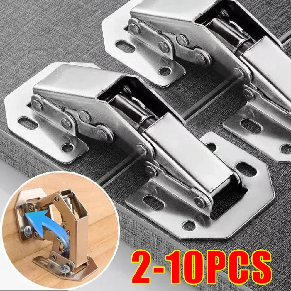 2/10PCS 90 Degree Steel Cabinet Hinges No-Drilling HoleHydraulic Buffer Hinge Kitchen Cabinet Cupboard Hinges Furniture Hardware