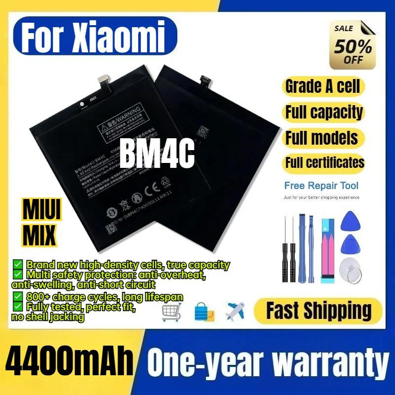 BM4C for Xiaomi MIUI MIX Phone Battery 0 Cycle High Quality High Capacity Battery Replacement Bateria Grade A Cell with Tools