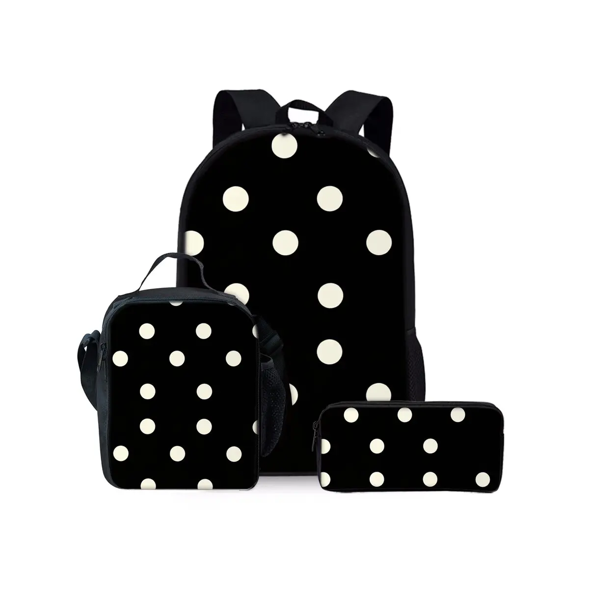 Polka Dots Print Three Piece Backpacks Set for Boy and Girls Best Gifts 3D Cartoon School Bag for Children