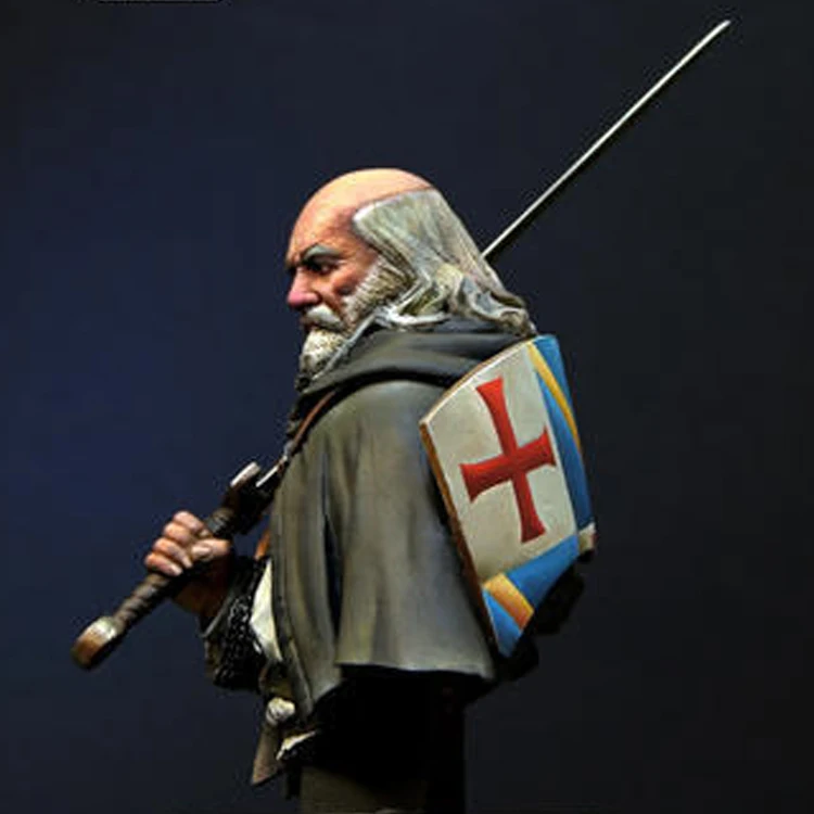 1/12 Jacques Bernard de Molay, อัศวินเทมพลาร์, CRUSADER สีแดง, หุ่นเรซินรูปปั้นครึ่งตัว GK, ชุดประกอบและไม่ได้ทาสี