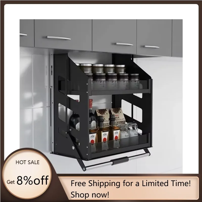 STT Aluminum Alloy Adjustable Basket Kitchen Pull-Out Storage Basket Suitable for Inside Cabinets