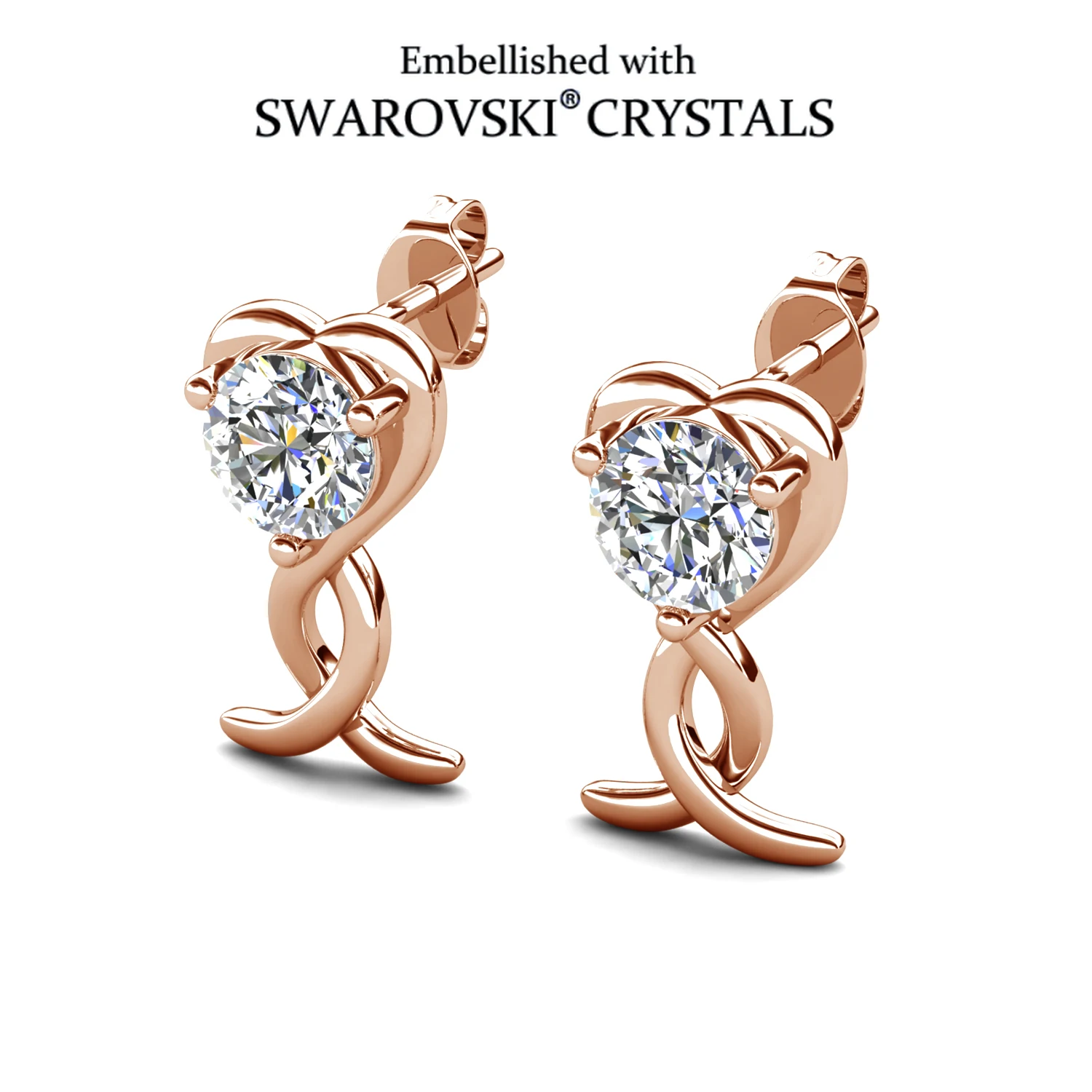 

Daisini Серьги-гвоздики в форме сердца с кристаллами Сваровски, медный материал, цвет розового золота, модная женская повседневная одежда, ювелирные изделия, подарок