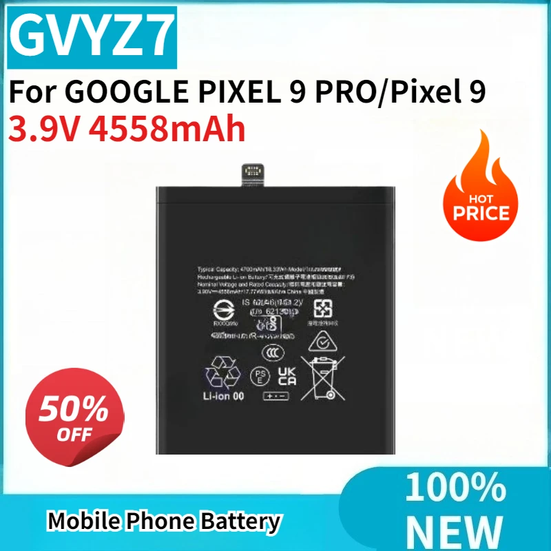 

GVYZ7 3.9V 4558mAh Mobile Phone Battery For GOOGLE PIXEL 9 PRO/Pixel 9 Replaceable Batteries High Quality Brand New