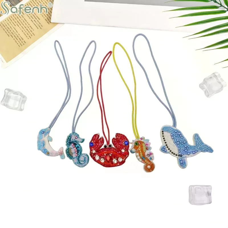 3D Rhinestone Applique Beaded Patch Pendant Key Chain Lobster Rope for Bag Purse Fashion Girls Gift