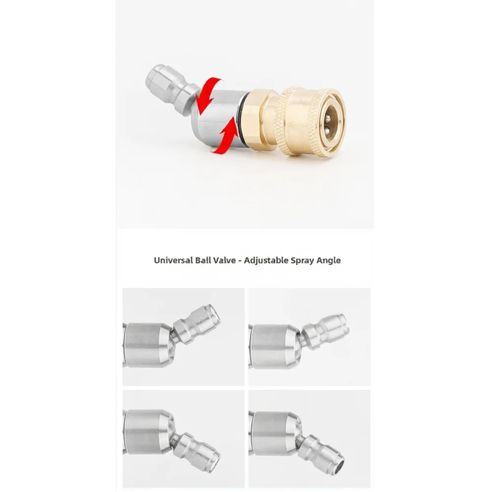 High-Pressure Car Wash Nozzle Stainless Steel 360 Degree Rotating Swivel Quick Connect Fitting for Hose Compatibility