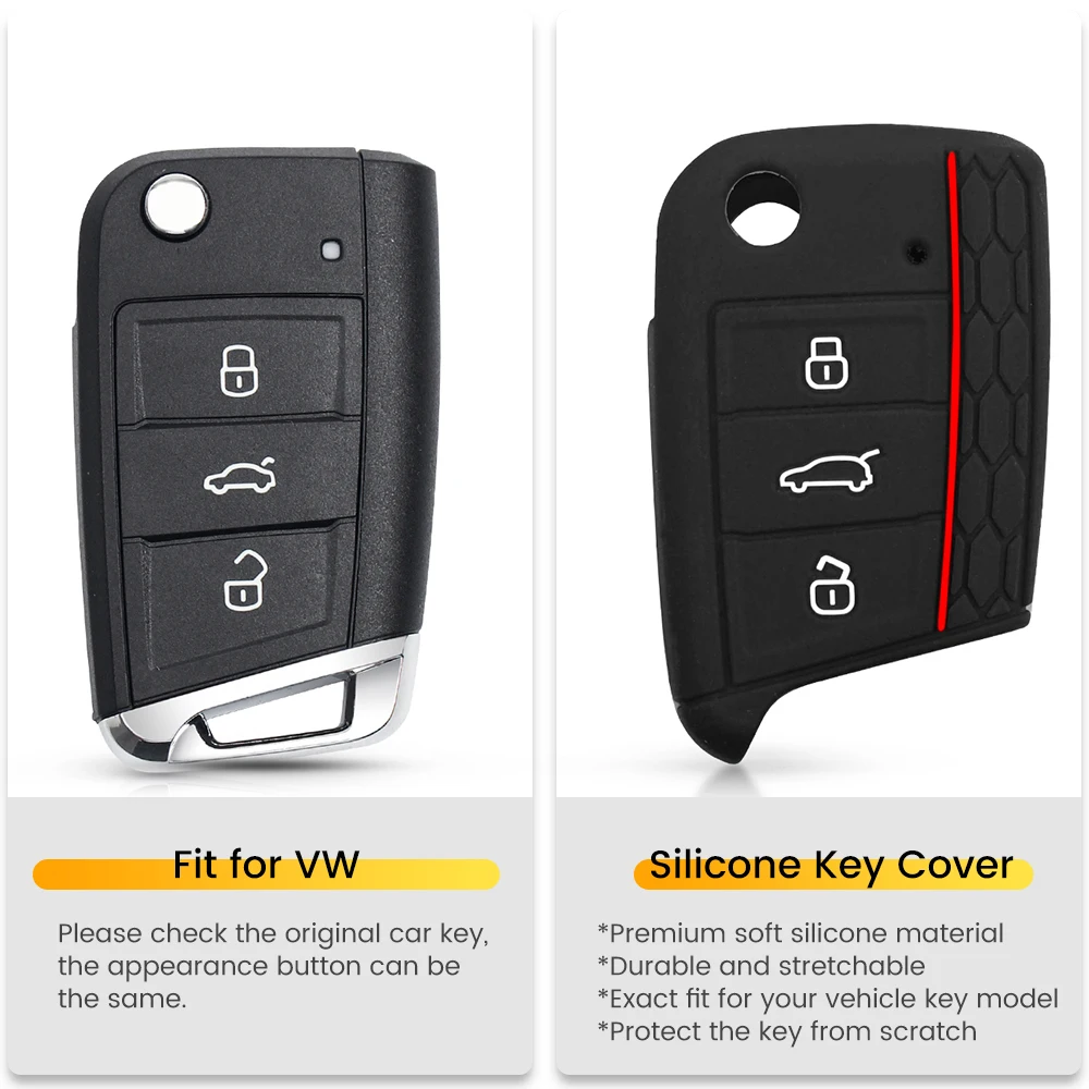 Dandkey Car Accessories Silicone Key Case Fob Key Protector Cover For Volkswagen VW Golf 7 Mk7 Skoda Octavia A7 Auto Car-styling