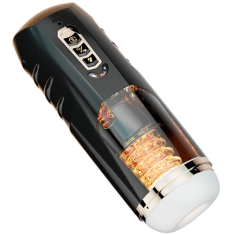 Sexy Toys for Men Heating Masturbator Cup Sexy Voice Glans Trainner Pocket Vagina Pussy with Telescopic Vibration Adults Goods for Man