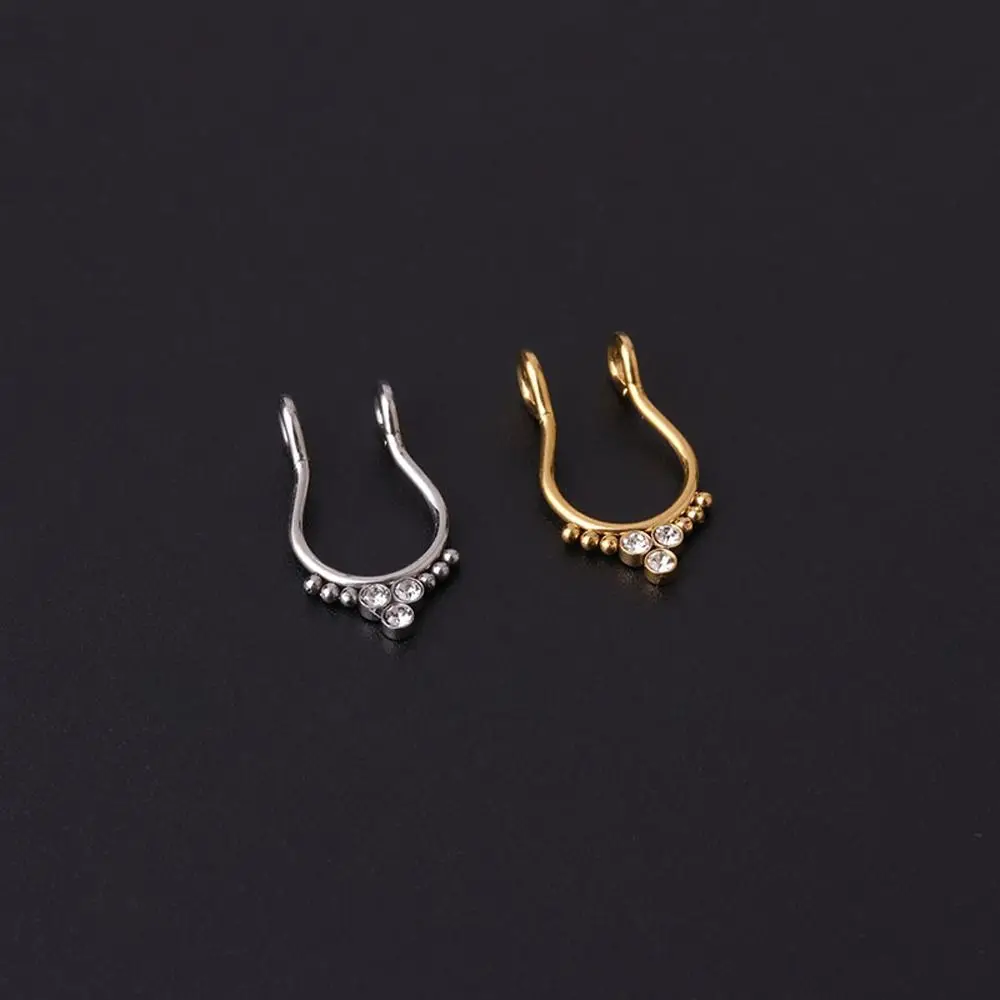 Fashion Trendy U Shape Stainless Steel Rhinestone Non Piercing Niche Design Nasal Ring Nose Ring Men Nose Clip Body Jewelry