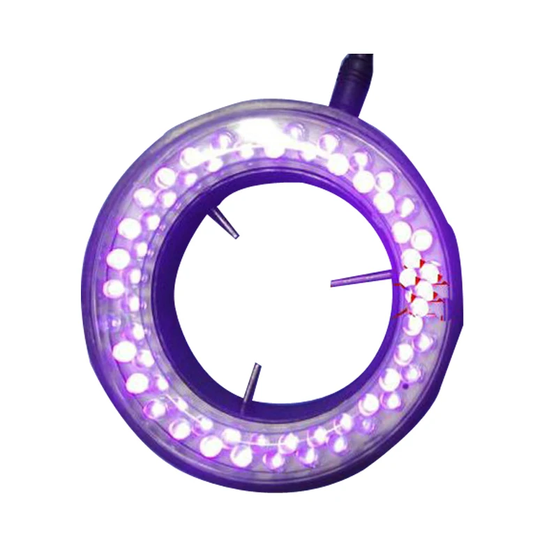 Luces de Color azul-60 piezas LED, lámpara de anillo iluminada de brillo ajustable con adaptador de 220V o 110V para microscopio ESTÉREO