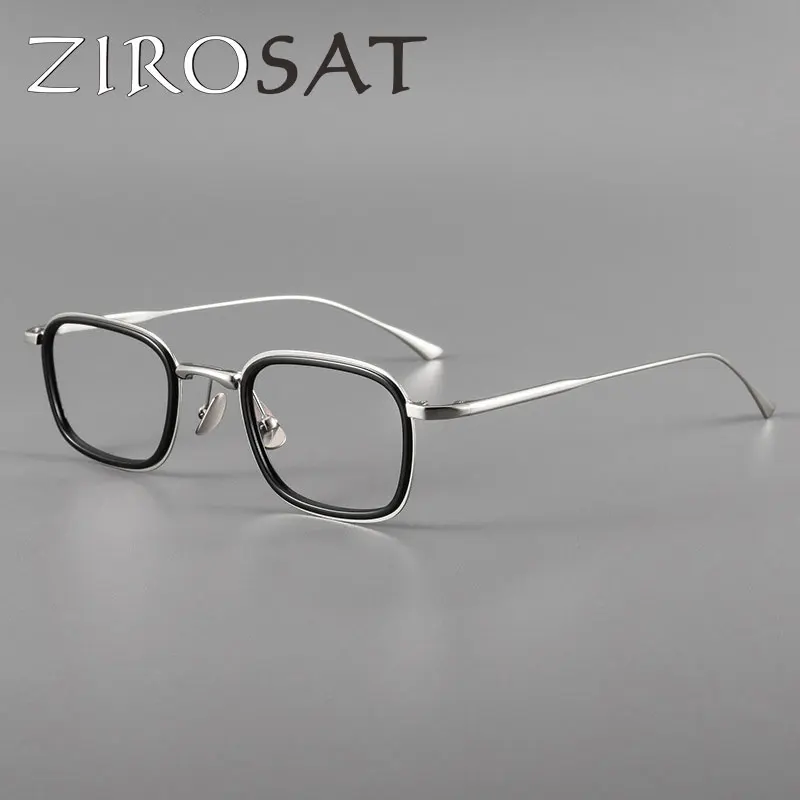 ZIROSAT 19052 NEW Optical Glasses Acetate Titanium Full-rim Frame Prescription Eyeglasses Rx Men Glasses for Male Eyewear