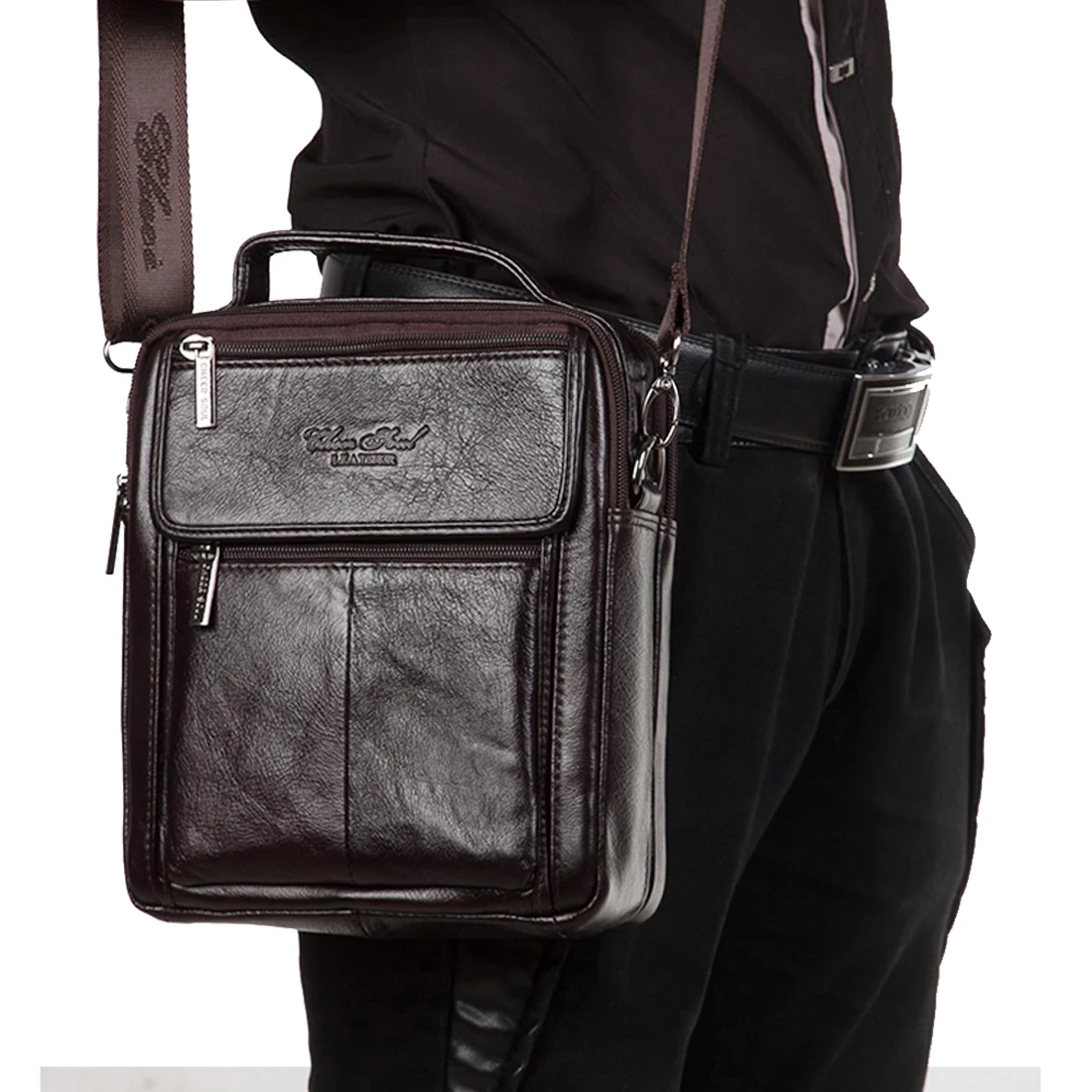 Cross body Messenger Shoulder Bag for Men Genuine Leather Business Briefcase Casual Cowhide Male Top Handle Tote Handbag Bags