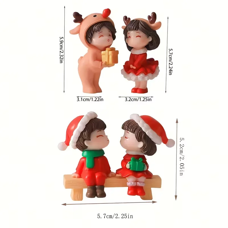 Веселая рождественская пара, фигурки, украшения для дома, новогоднее елочное украшение, праздничный настольный декор для подарка на годовщину свадьбы