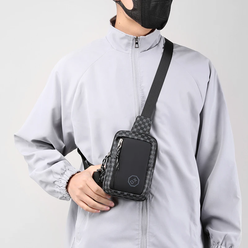 Casual Business Schulter Tasche für Männer PU Leder Umhängetasche Breiten Gurt Umhängetaschen Plaid Designer Männlichen Sling Taschen – Detail 19