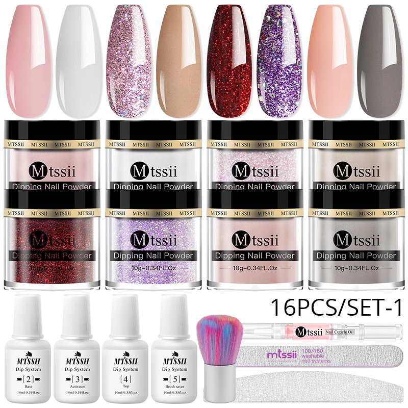 5/14Pcs/Set Dipping System Nail Kit Dipping Nail Powder With Base Activator Liquid Gel Nail Color Natural Dry Without Lamp Nail