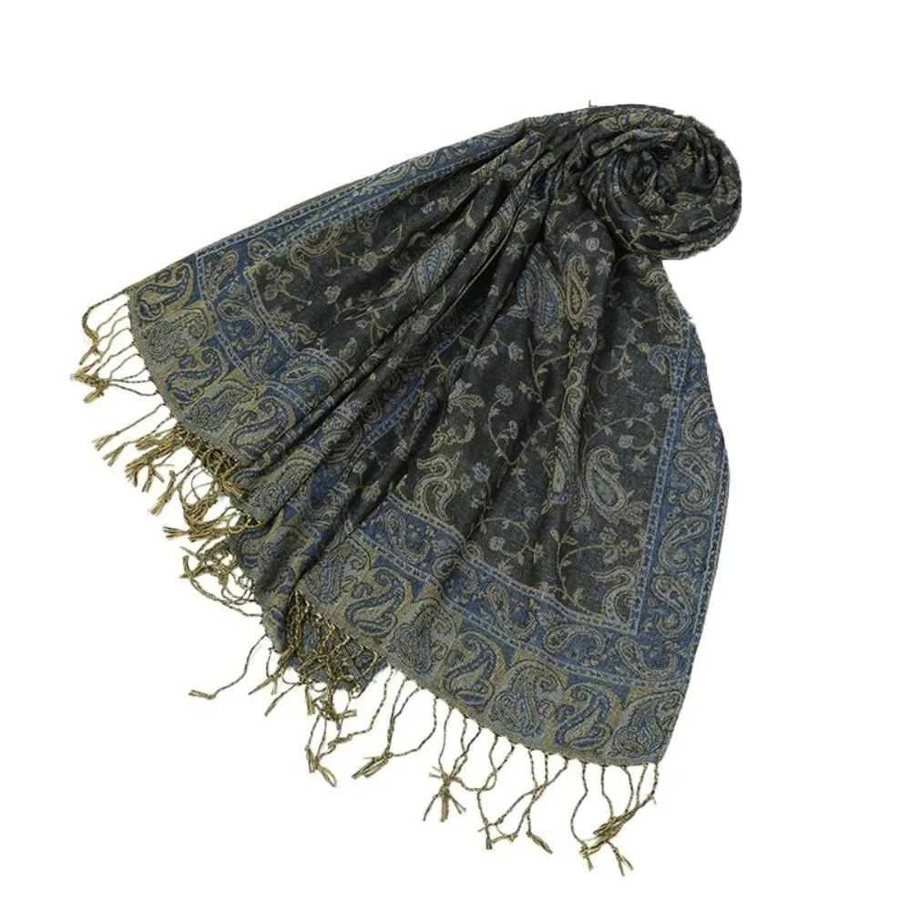 

Soft Tassels Paisley Shawl Ethnic Style Sun Protection Sunscreen Shawl Bohemia Printed Cashmere Scarf Travel