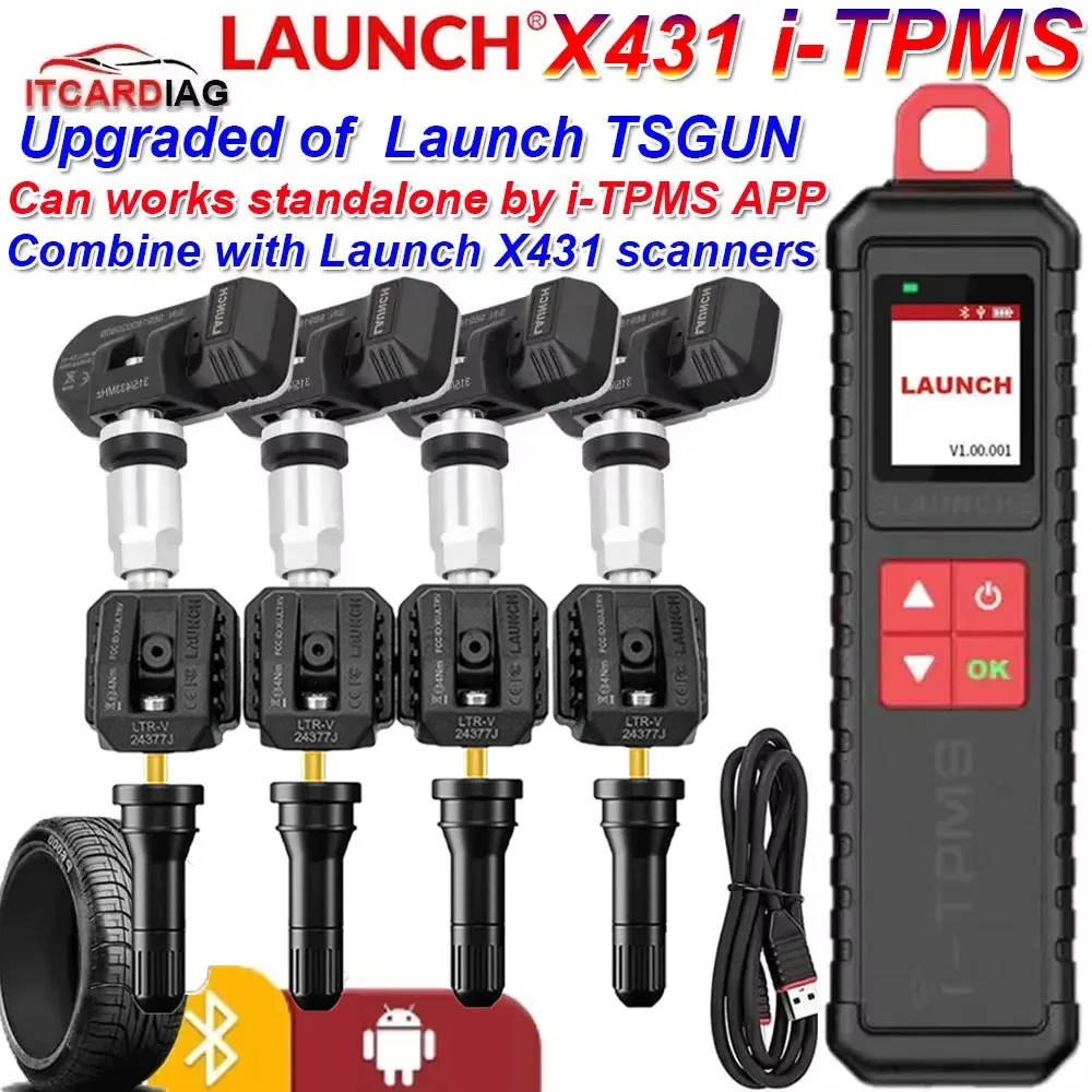 Launch X431 i-TPMS Tire Pressure Detector Upgraded of TSGUN Can works standalone by i-TPMS APP or Work with Launch X431 V V+ etc