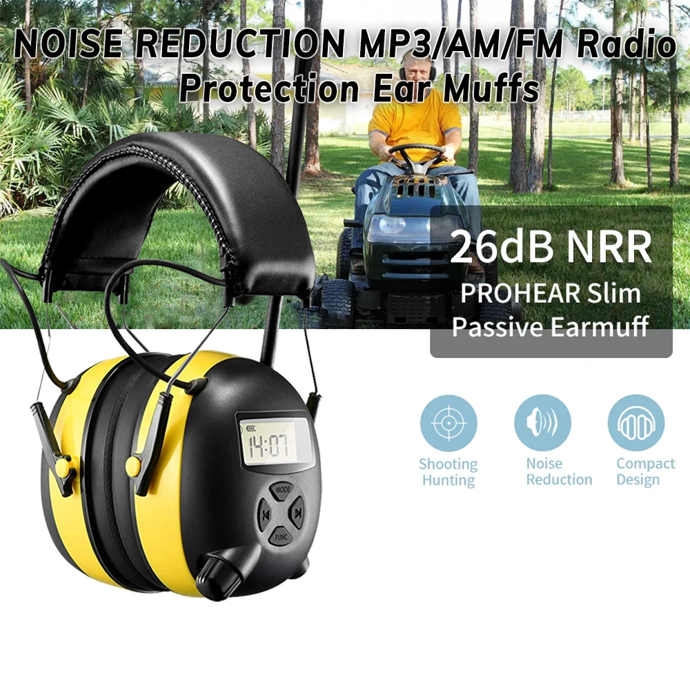 

New Electronic Noise Reduction Earmuff Hearing Protector Headphone Digital AM / FM Radio Stereo Hearing Protection Ear Muffs