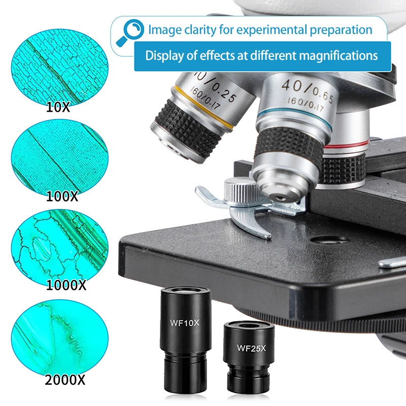 40x-2000x binocular microscope, adult and child microscope, dual lighting system, school/home education student microscope