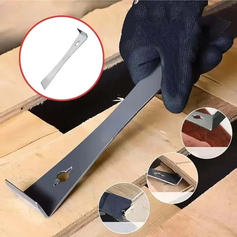 3 in 1 Scraper Stainless Steel Woodworking Crowbar Flat Head Raising Knife Wooden Board Dismantling Spatula Nail Lift Hand Tool