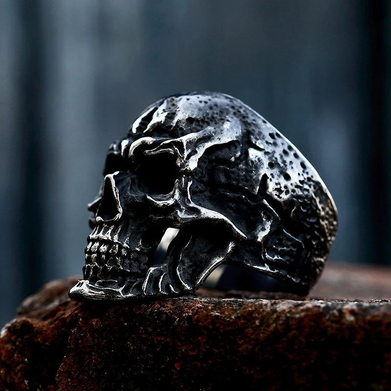 BEIER 2022 New Fashion Ghost Skull Head 3D Ring Punk Hip Hop Biker Rocker Vintage Color  Trendy Jewelry Accessories Wholesale