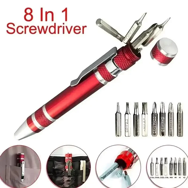 8-in-1 Aluminum Alloy Screwdriver Pen - Changeable Bits For Easy Repairs & Disassembly