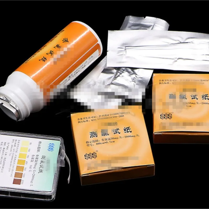 Chlorine Test Paper Strips Range 0-25 mg/l ppm w/ Color Chart Cleaning Wate PH1-14 50-2000mg/L Chlorine test