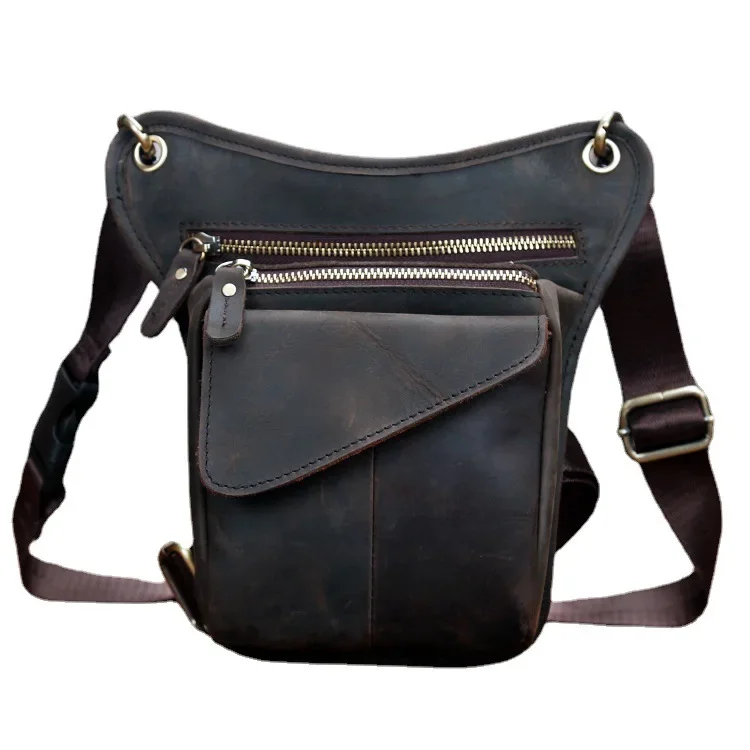 

Vintage Men Waist Bag Genuine Leather Luxury Man Handbags High Quality Crazy Horse Leather Male Outdoor Bicycle Travel Bags