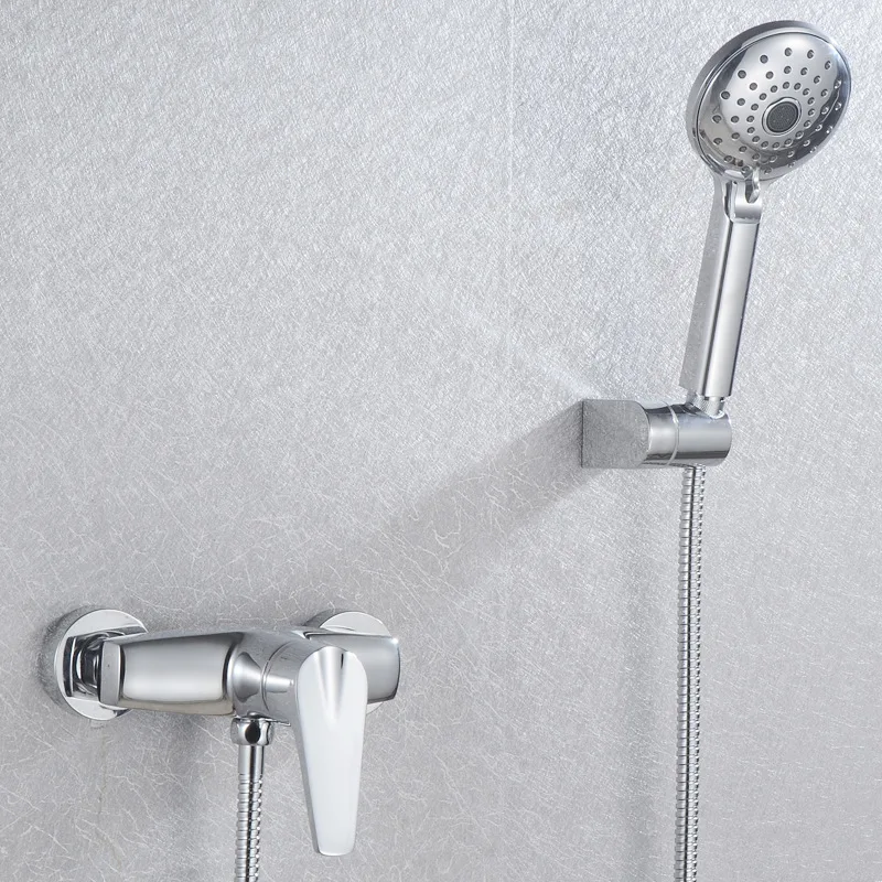 

Brass Silver Bathtub Faucet Set Hot and Cold Water Mixer For Bathroom Chrome Bath Shower Tap Wall Mounted