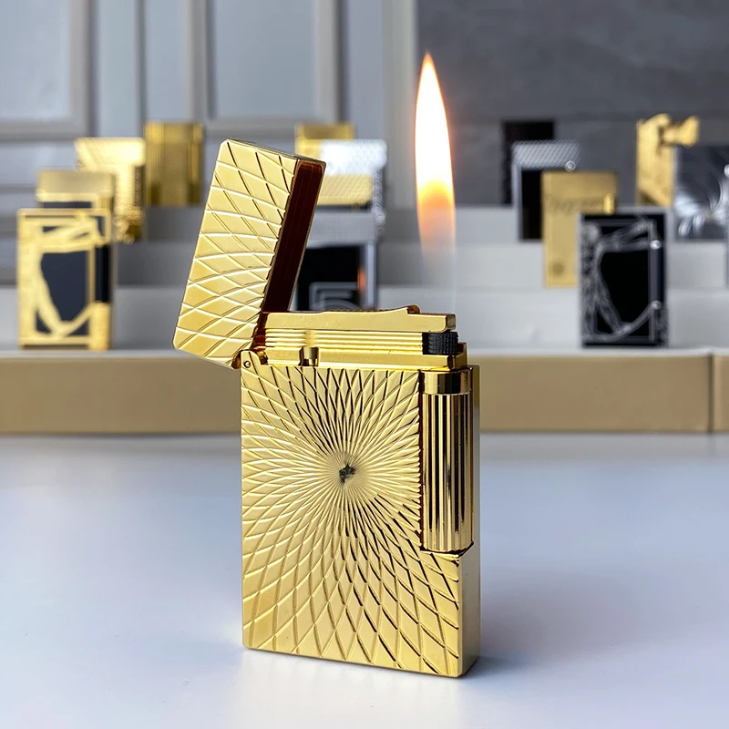 New commemorative edition single and double flame luxury lighter Ping Sound natural paint cigarette smoking butane lighter 18093