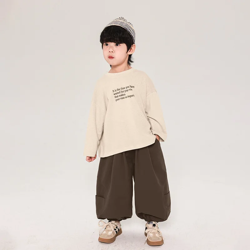 Children Clothing Kids Casual T-shirt Long Sleeve Korean Style Loose Spring and Autumn Cotton Casual Simple Kids T Shirt