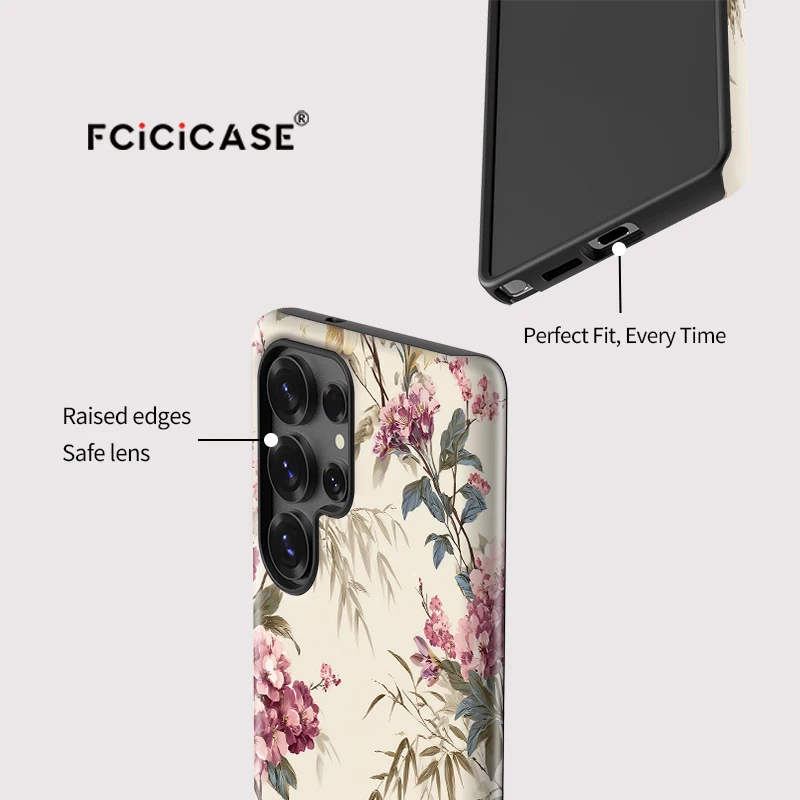Fcicicase S23 + حافظة هاتف لهاتف سامسونج جالاكسي S25 الترا S 24 S24 + S20 FE S23Plus مقاومة للصدمات زهرة نمط أكريليك خلفي Funda #4