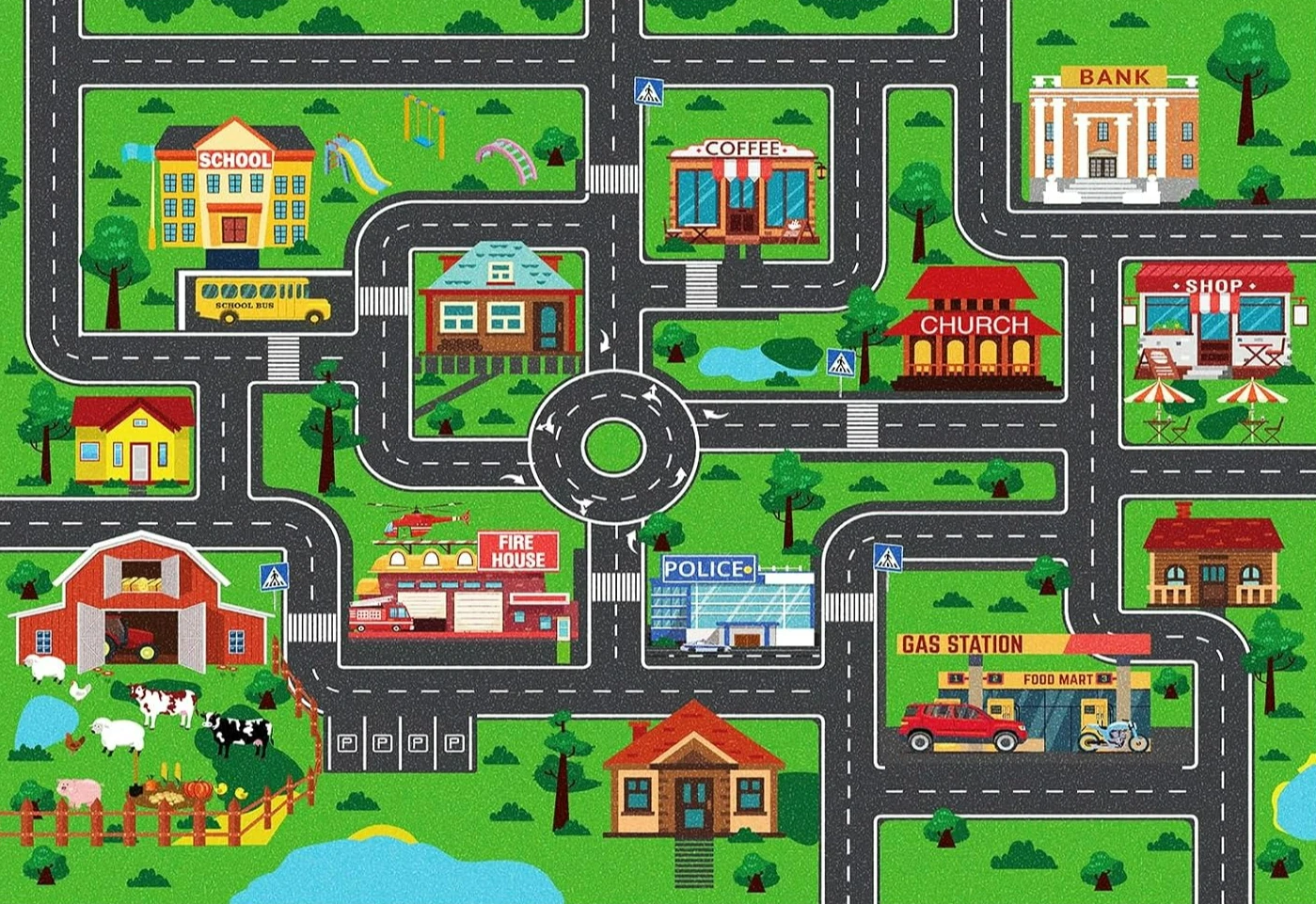 Speelse stad Verkeer Route Tapijt Interactief Tapijt Woonkamer Slaapkamer Tapijt Kind Speelmat Ouder-kind Activiteit Tapijt Kerstcadeaus
