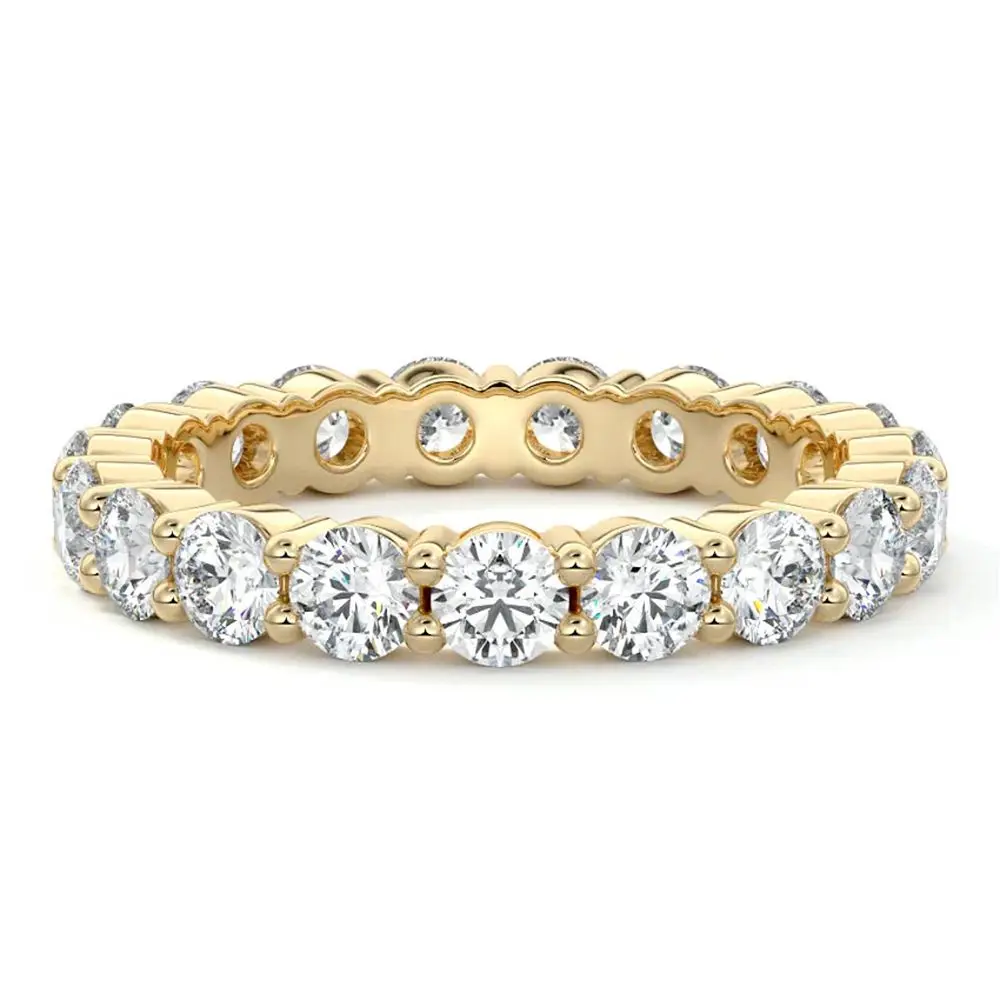 Lnngy Zertifizierter 4-mm-Moissanit-Ewigkeitsring, 14-karätiges Gold gefüllt, Ehering für Frauen, funkelnder stapelbarer Ring, Schmuckzubehör – Detail 5